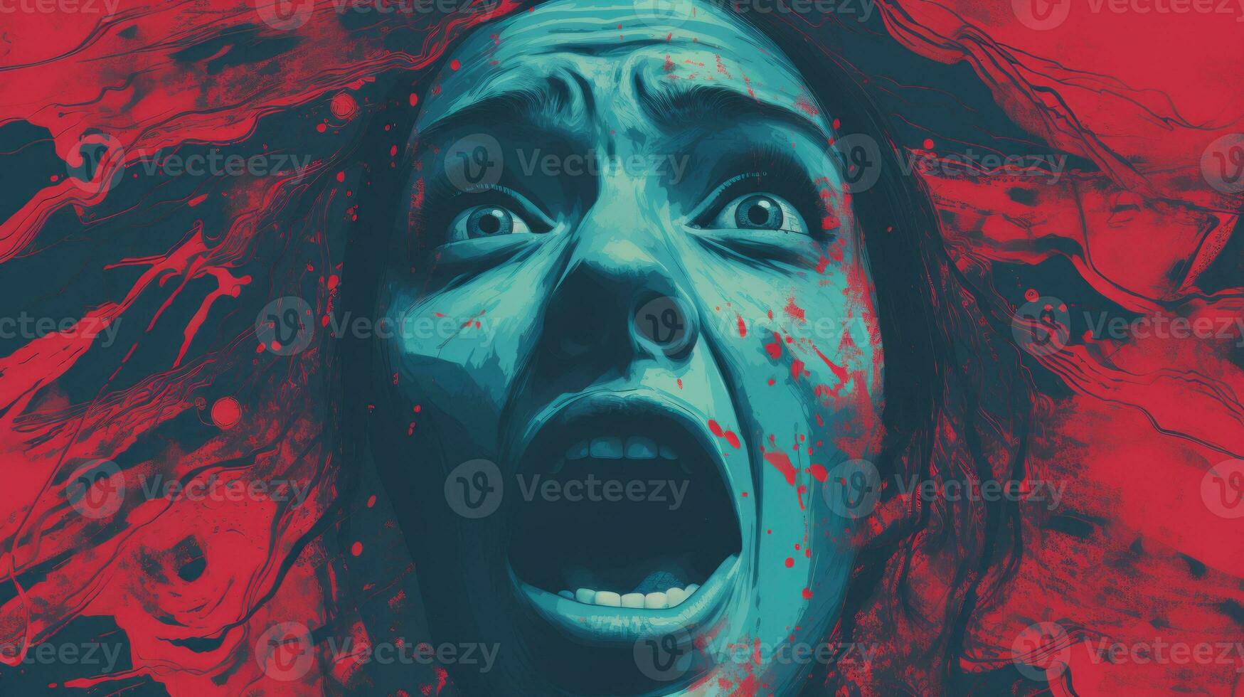 an image of a woman with blood on her face generative ai photo