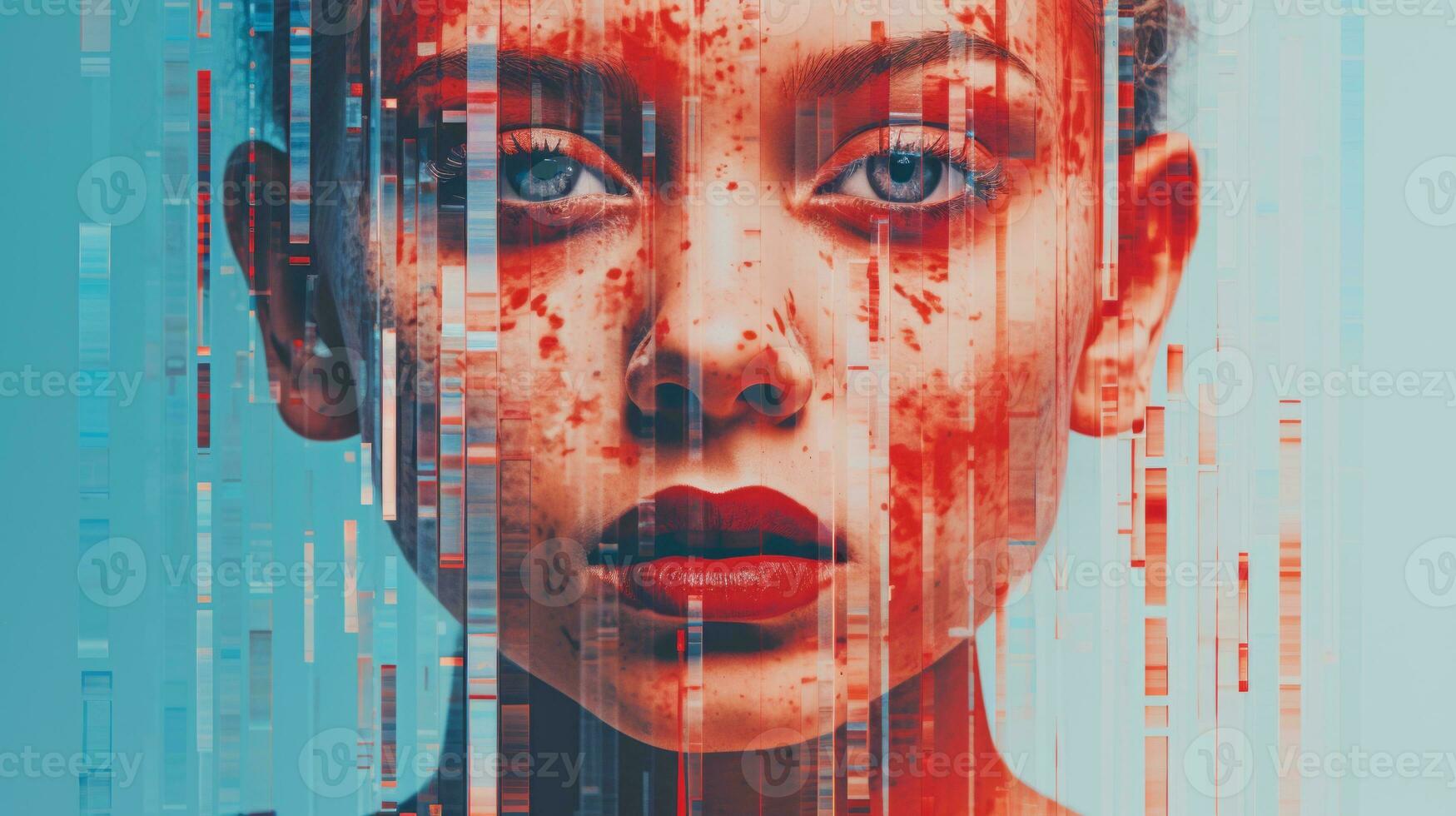 an image of a woman with blood on her face generative ai photo