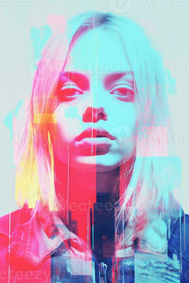 an image of a woman with colorful paint on her face generative ai photo