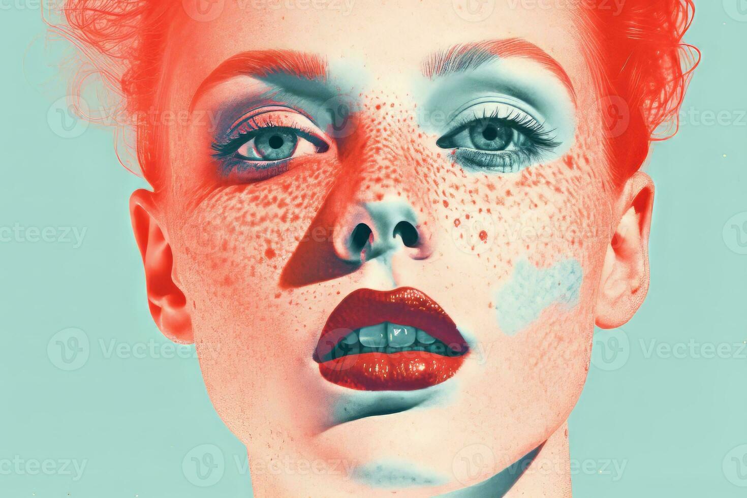 an image of a woman with freckles on her face generative ai photo