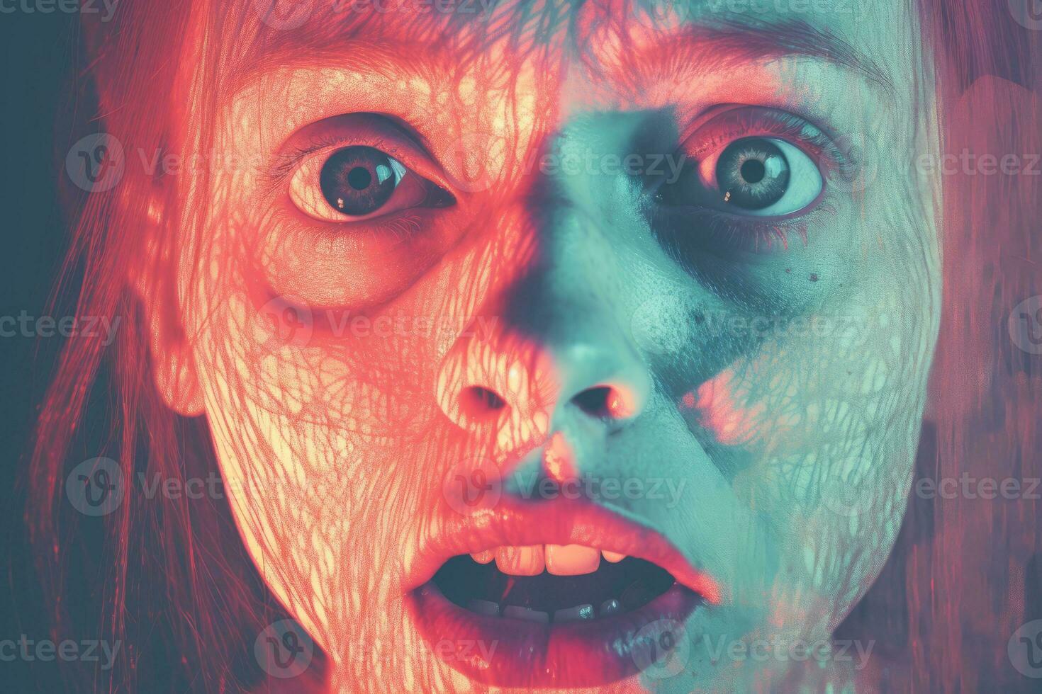 an image of a woman with her mouth open generative ai photo