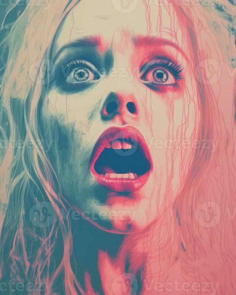 an image of a woman with her mouth open generative ai photo