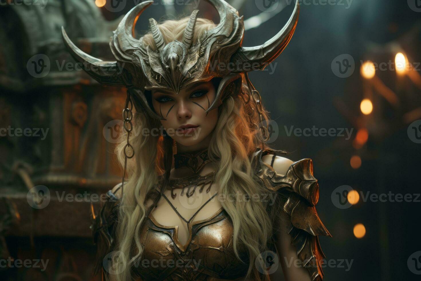 an image of a woman with horns on her head generative ai photo