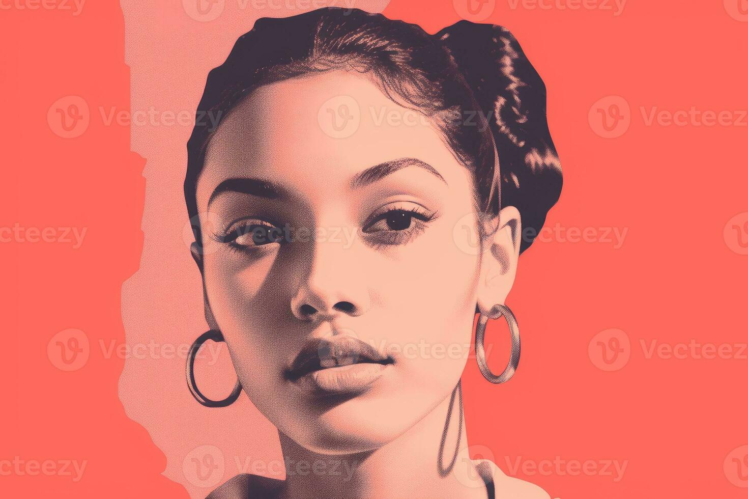 an image of a woman with large hoop earrings generative ai photo