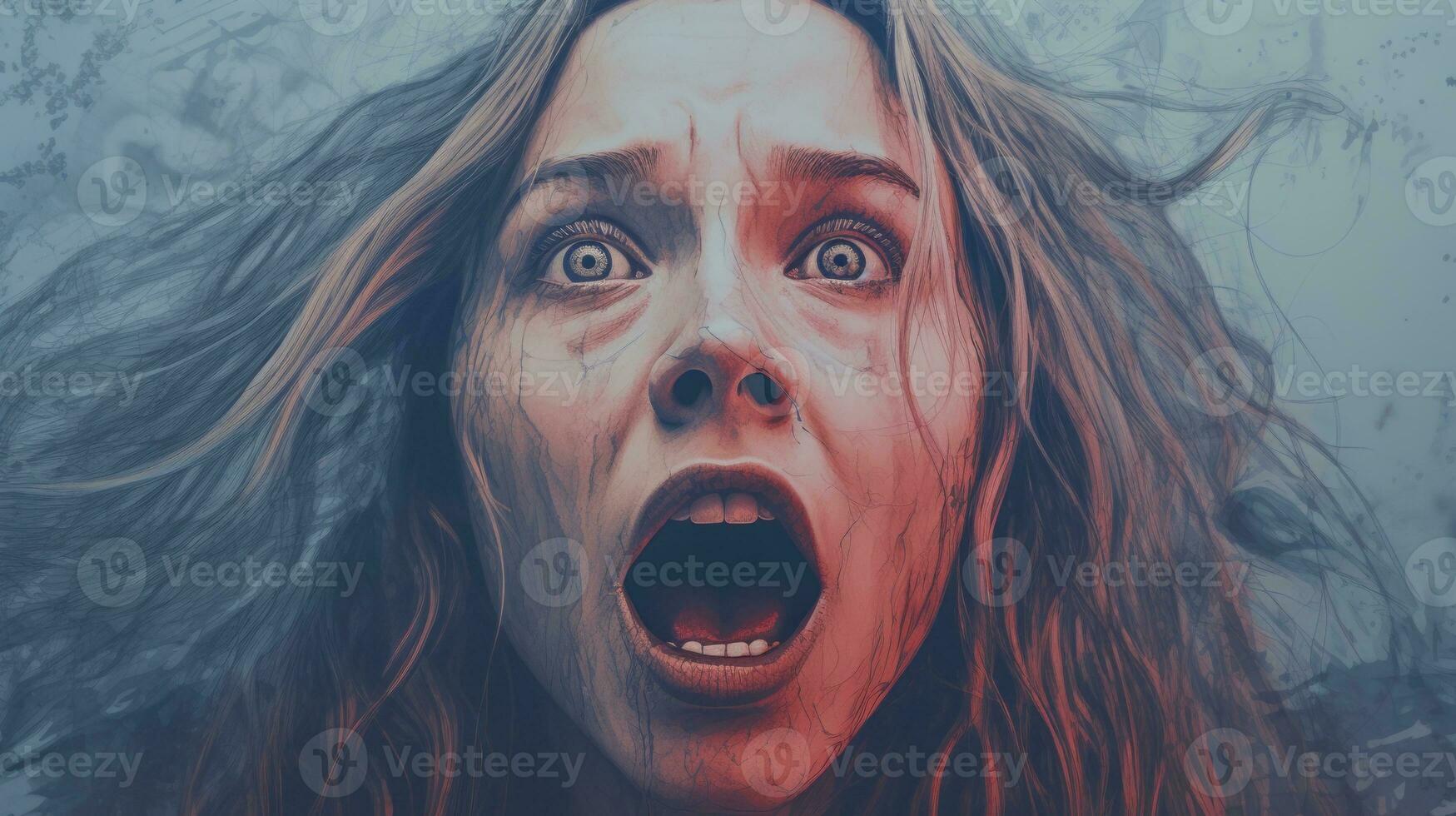 an image of a woman with her mouth wide open generative ai photo