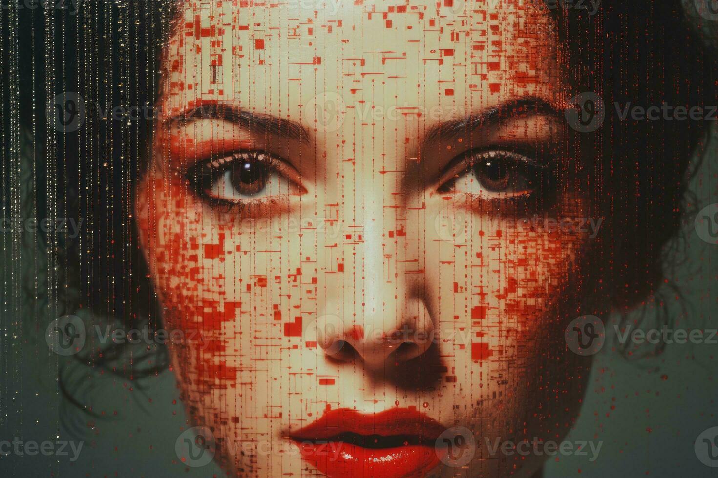 an image of a woman with red dots on her face generative ai photo