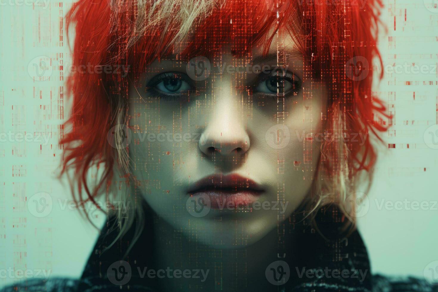 an image of a woman with red hair generative ai photo