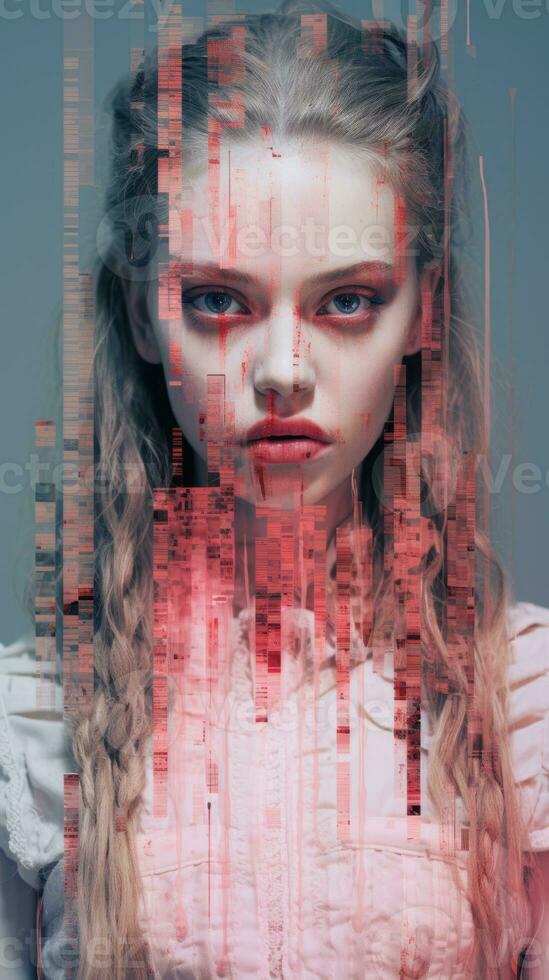 an image of a woman with red hair and red eyes generative ai photo