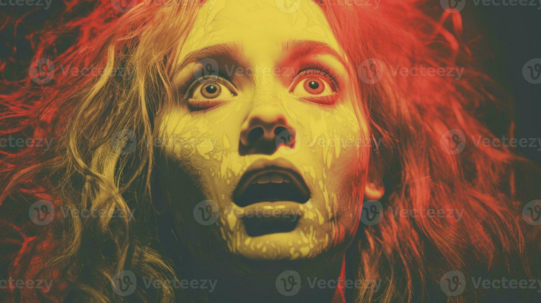 an image of a woman with red hair and yellow eyes generative ai photo
