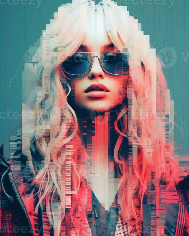 an image of a woman with sunglasses on her face generative ai photo
