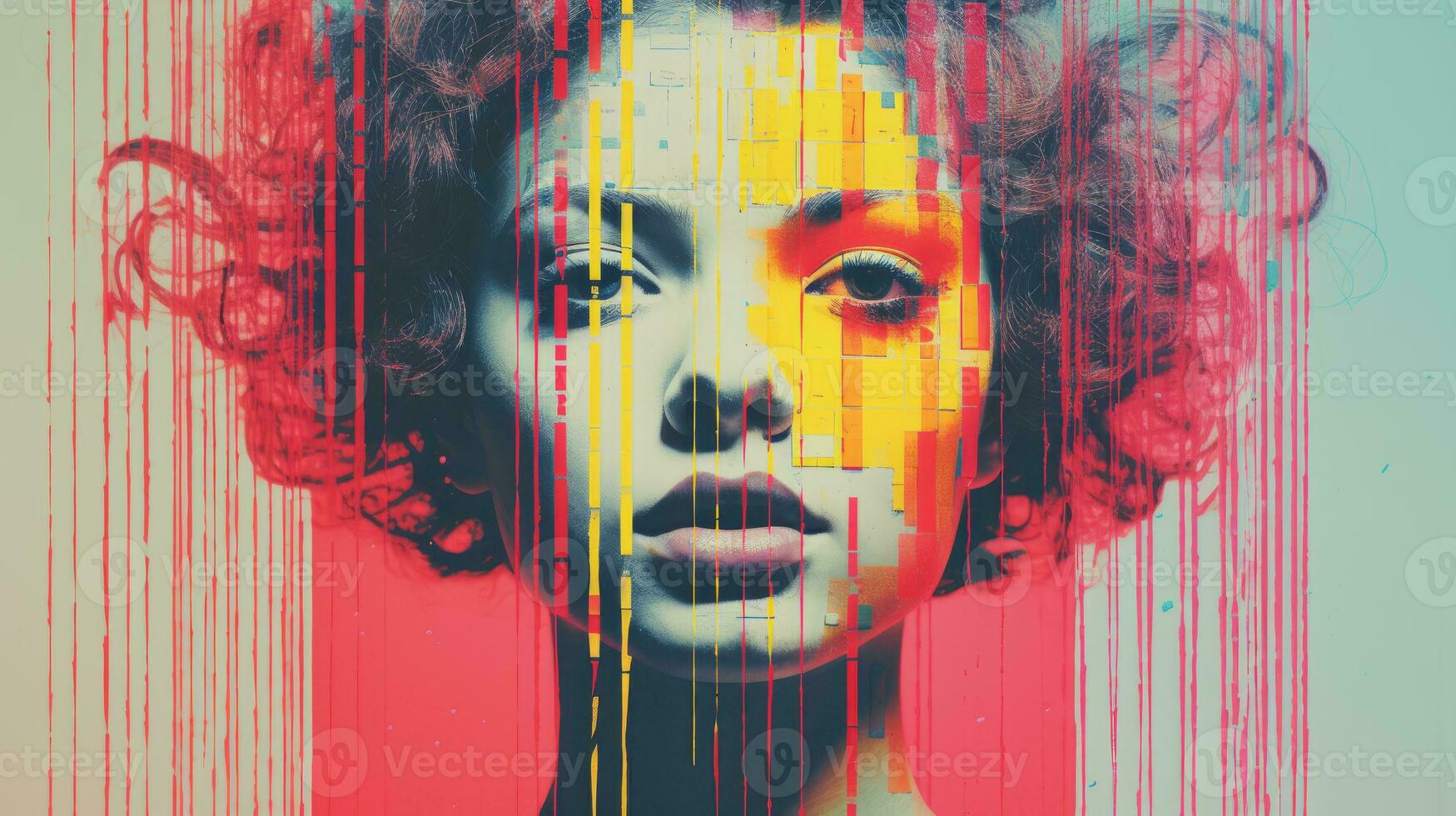 an image of a womans face with a colorful background generative ai photo