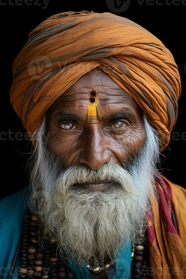 un antiguo indio hombre con un turbante en su cabeza generativo ai 32113138  Foto de stock en Vecteezy