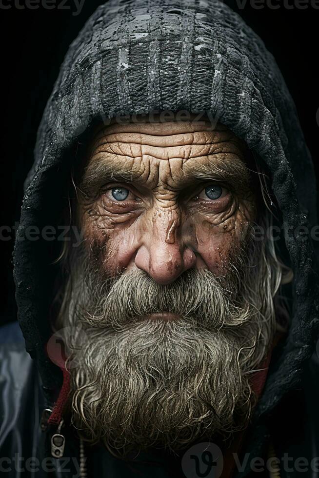 an old man with a beard and hoodie generative ai 32113143 Stock Photo at Vecteezy