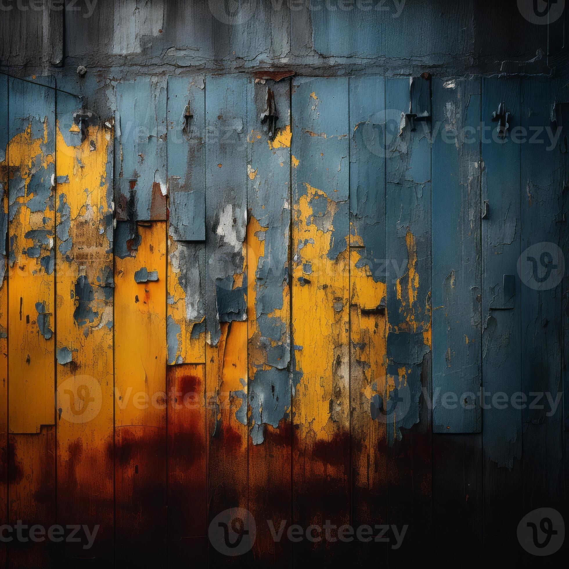 an old wooden wall with paint peeling off of it generative ai 32113166
