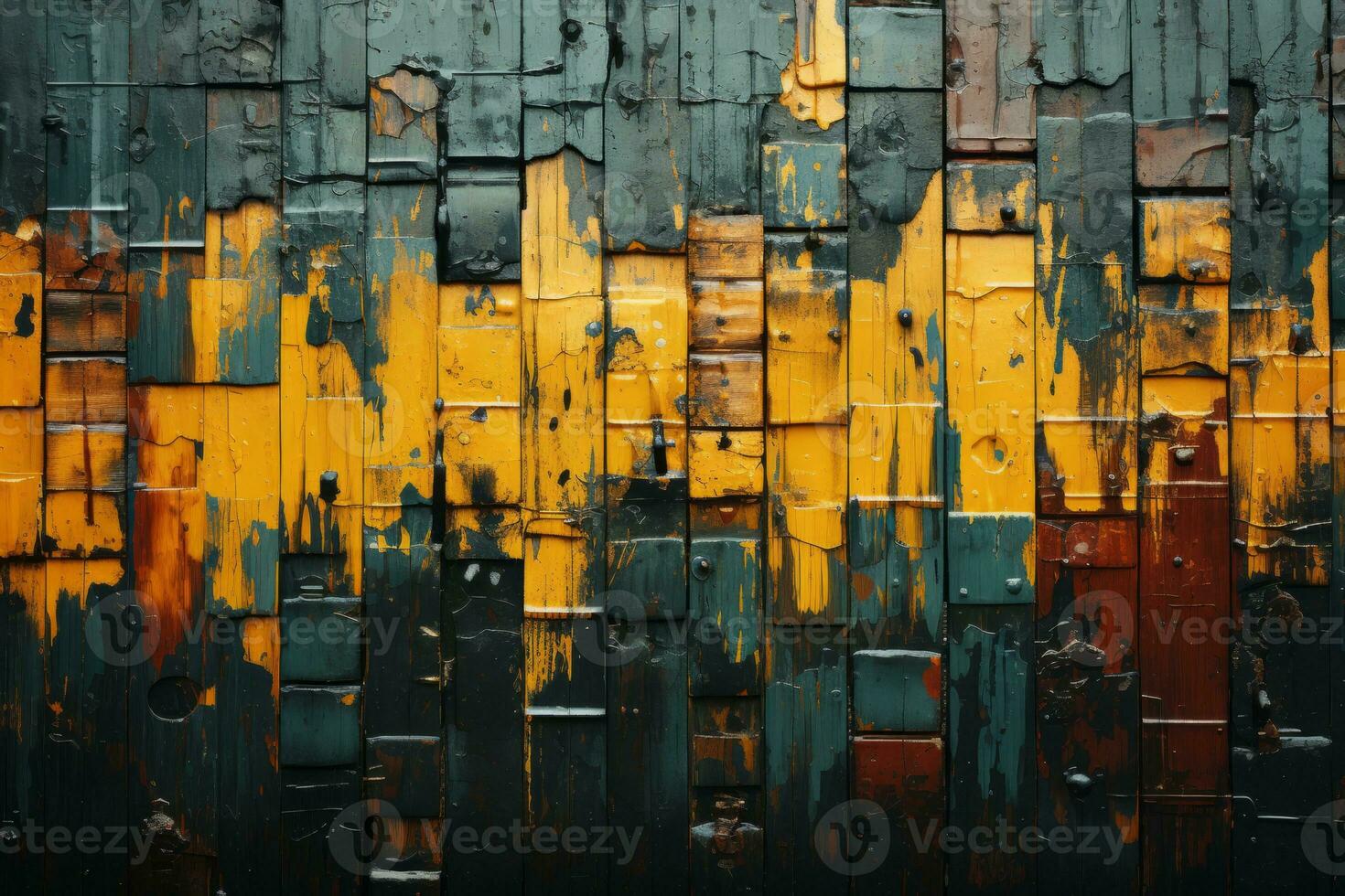 an old wooden wall with paint splattered on it generative ai photo