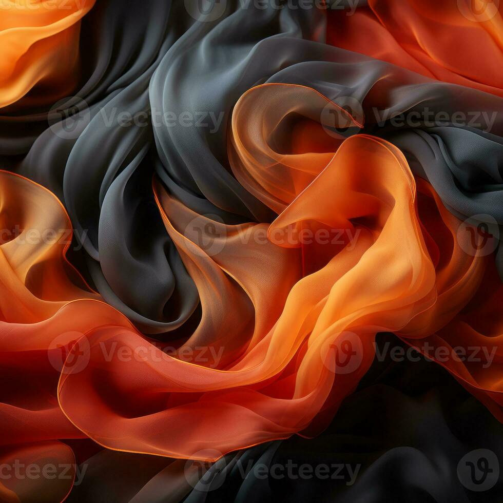 an orange and black background with a lot of black and orange fabric generative ai photo