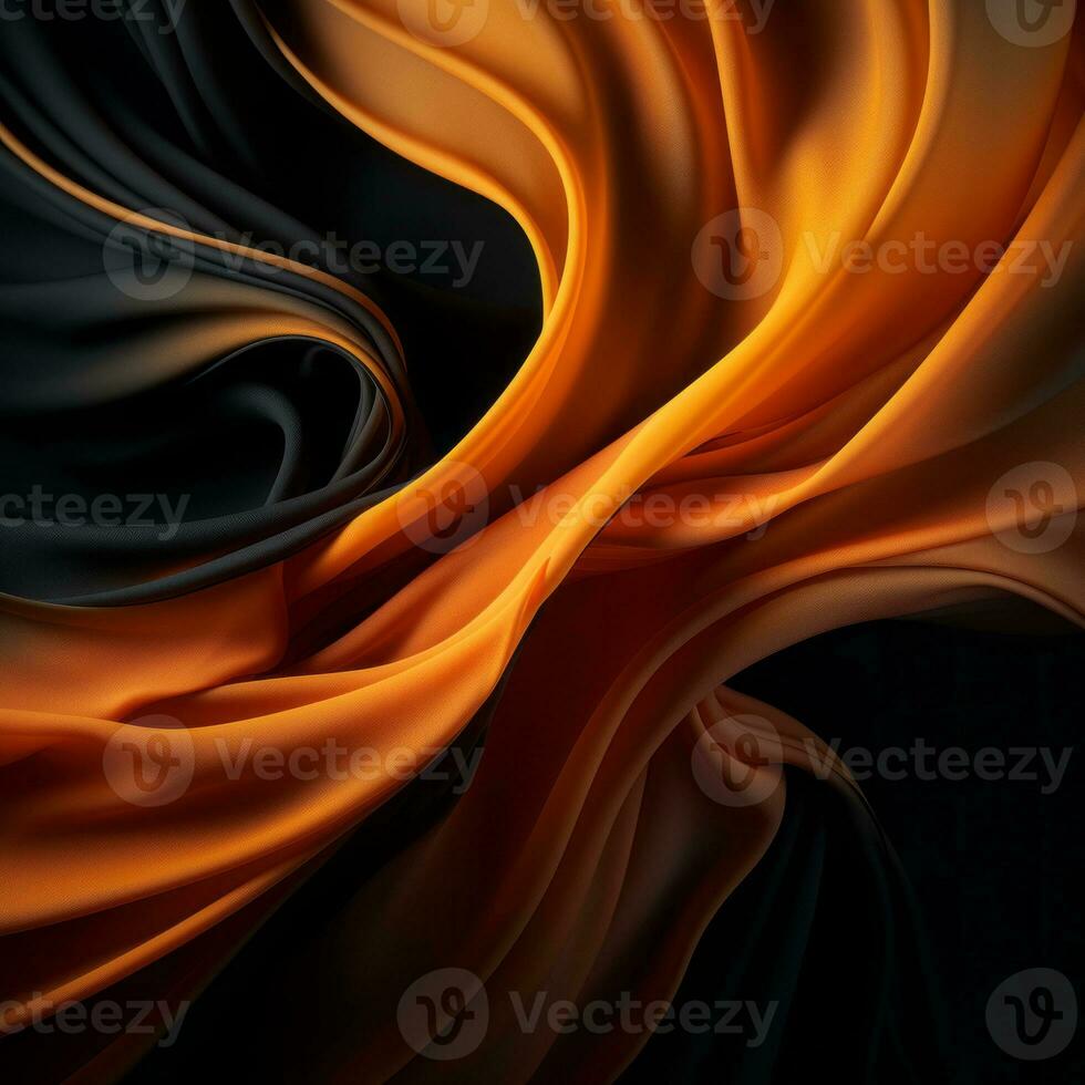 an orange and black background with flowing fabric generative ai photo