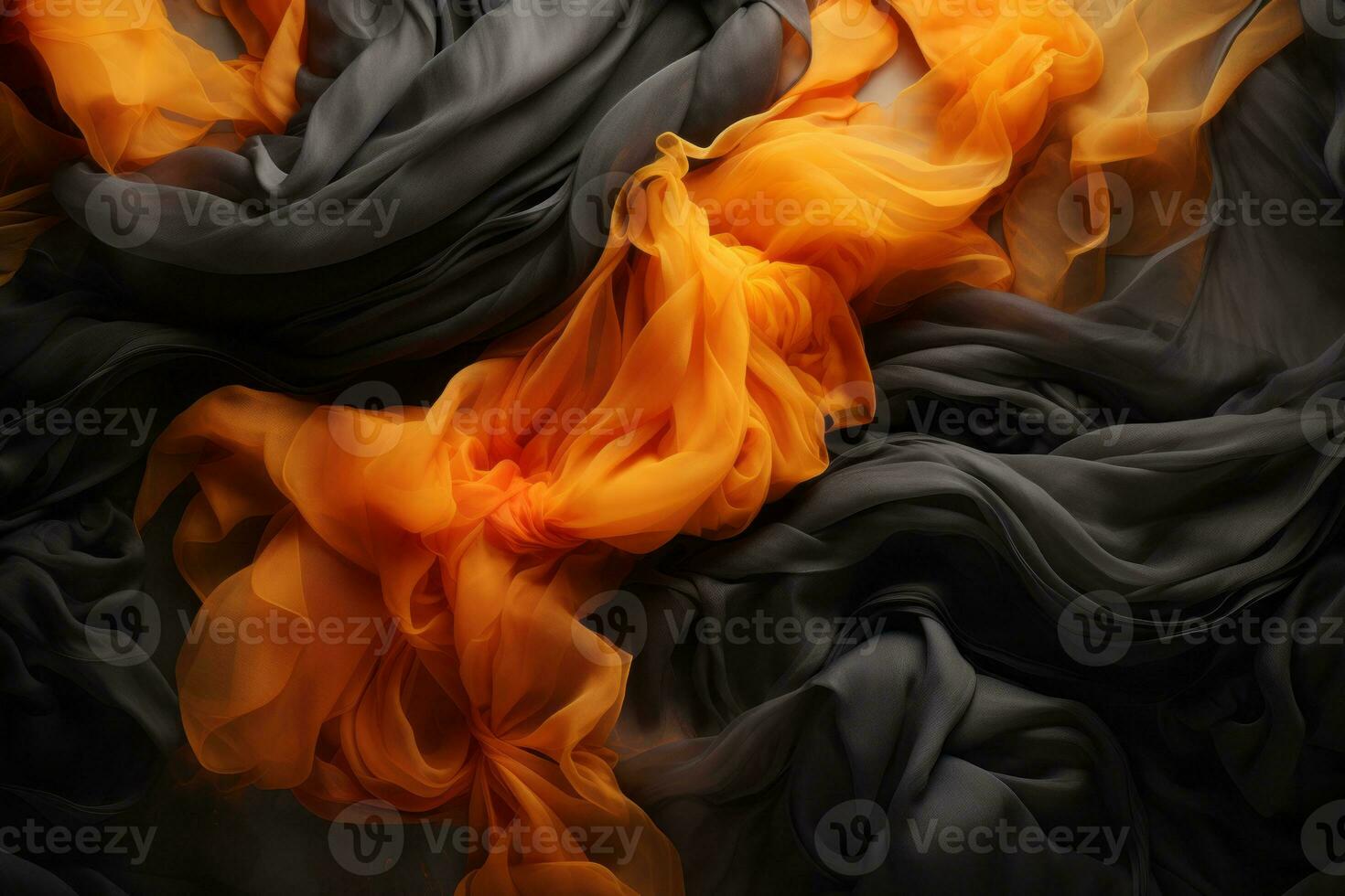 an orange and black fabric with a black background generative ai photo