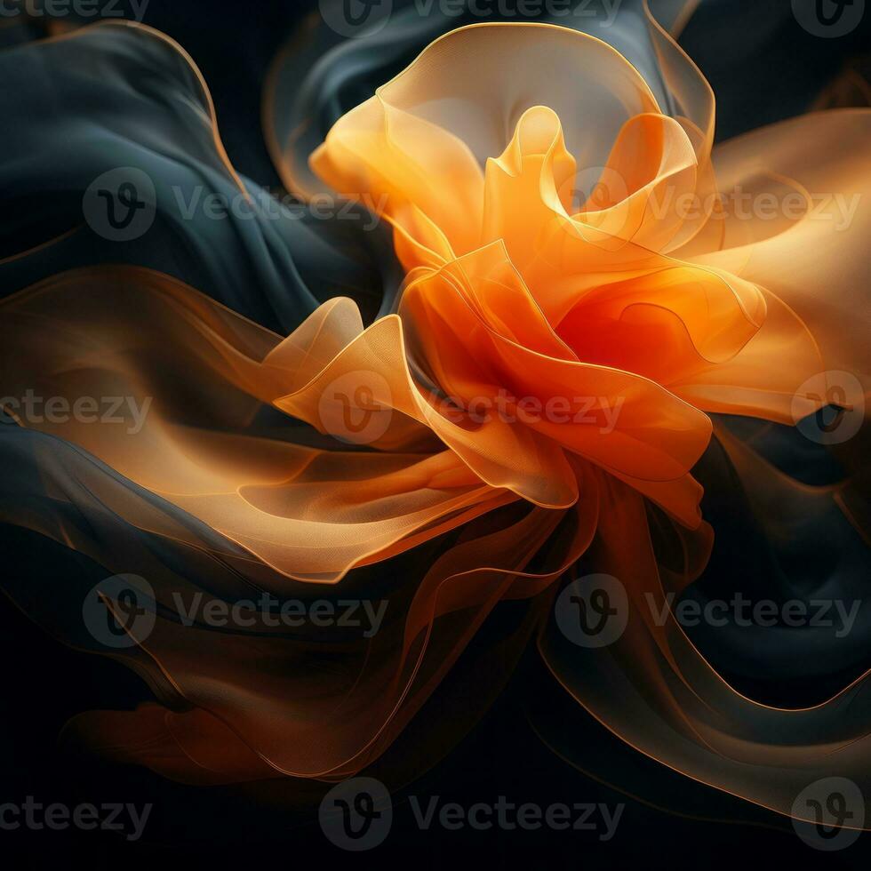 an orange and black flower on a black background generative ai photo
