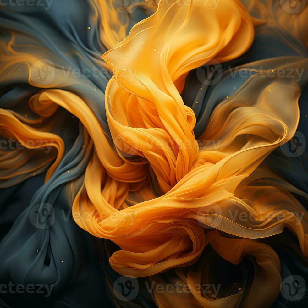 an orange and blue swirl of fabric on a black background generative ai photo