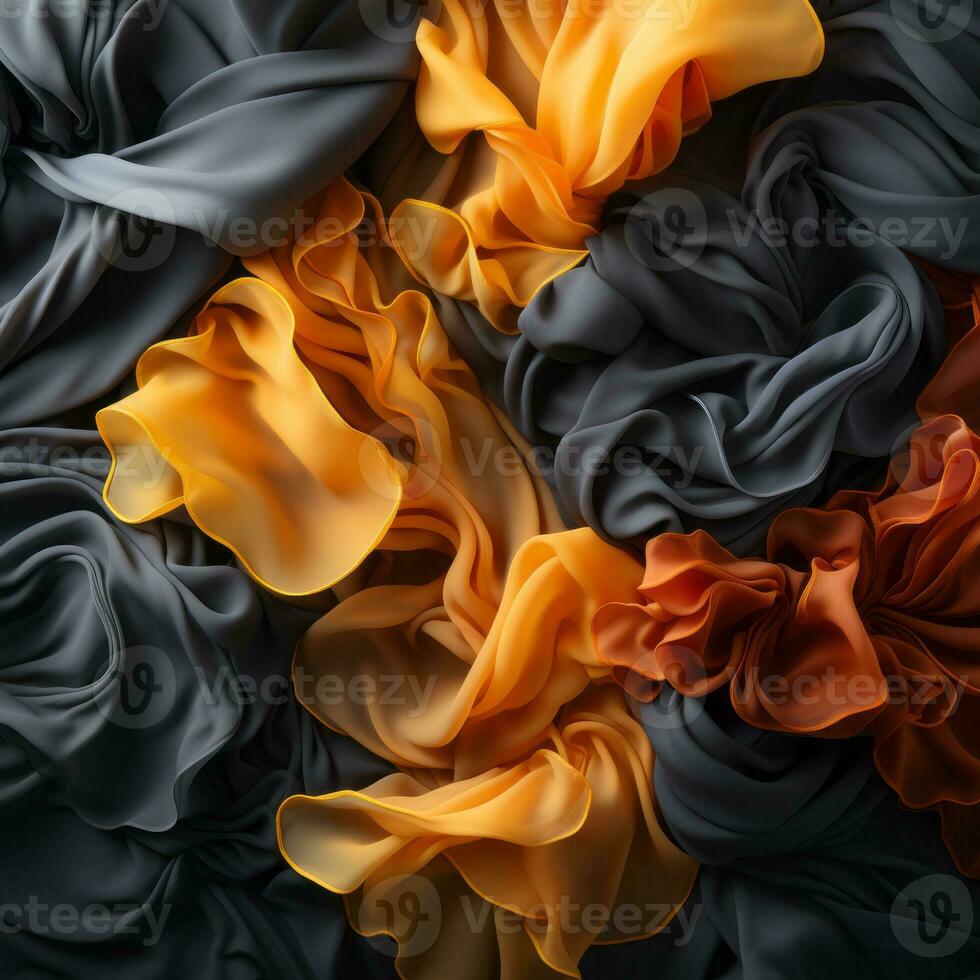 black orange and gray fabric on a black background generative ai photo