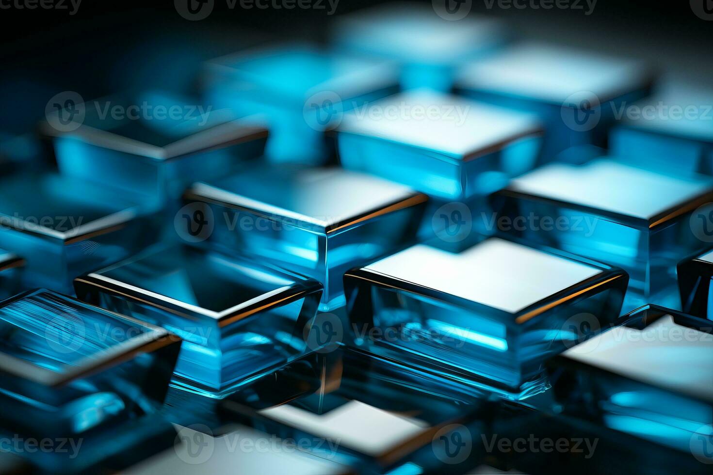 many blue cubes on a black background generative ai photo