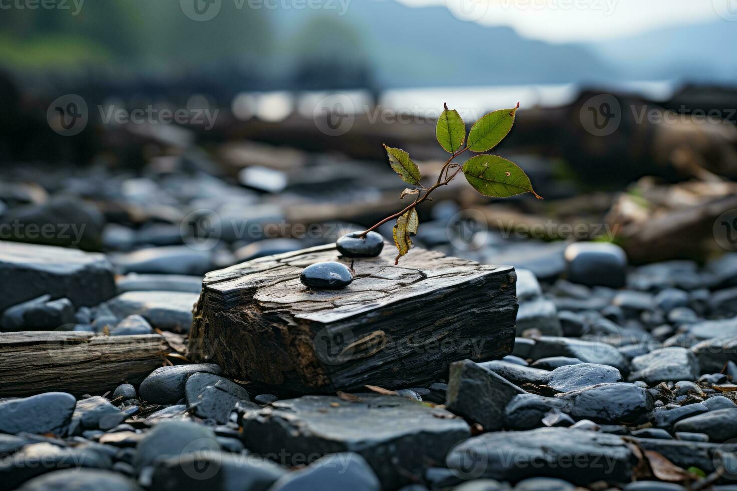 rocks and pebbles on the ground generative ai photo