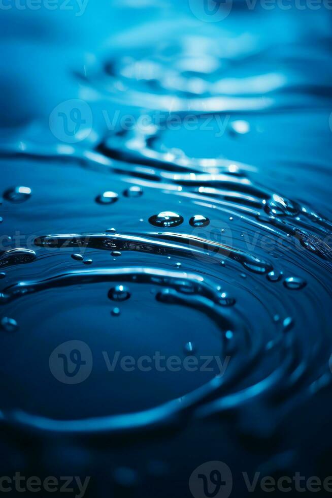 water droplets on the surface of a blue surface generative ai photo
