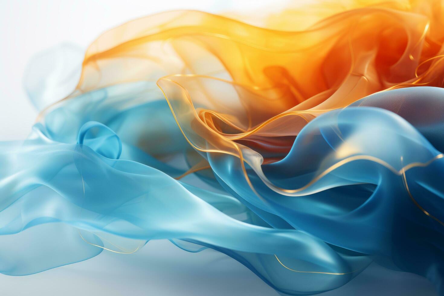 3d rendering of a blue orange and yellow liquid on a white background generative ai photo