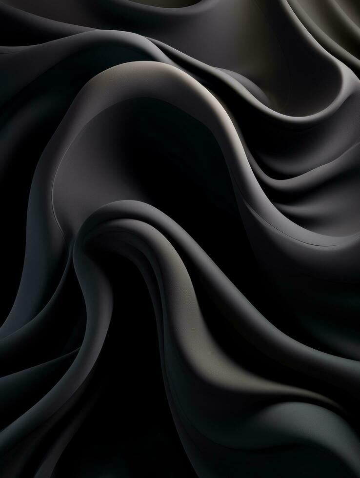 3d rendering of a black fabric with wavy lines generative ai photo