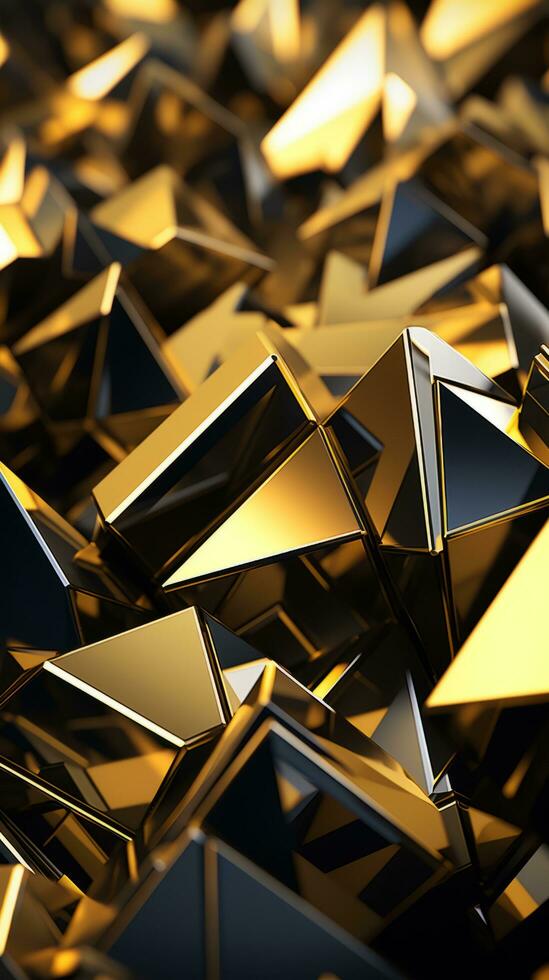 3d rendering of a pile of gold and black cubes generative ai photo