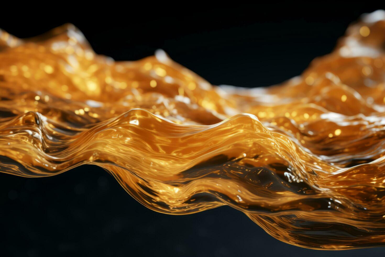3d rendering of a wave of liquid on a black background generative ai photo