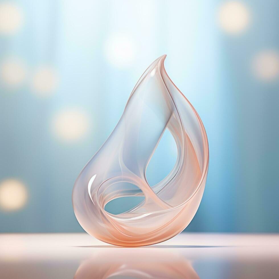 3d rendering of an abstract glass object on a table generative ai photo