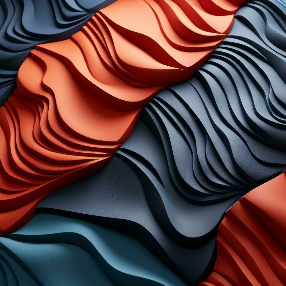 3d rendering of an abstract pattern of red blue and black waves generative ai photo