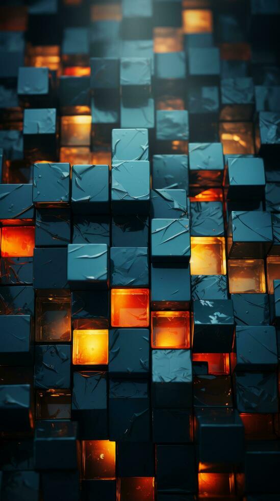 3d rendering of an abstract wall made of blocks generative ai photo