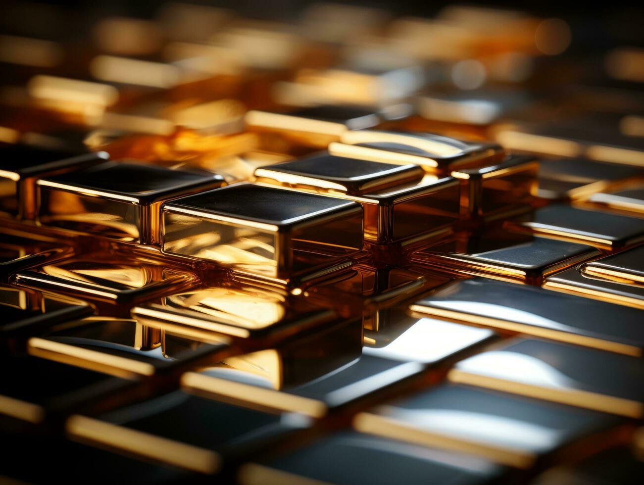 3d rendering of gold bars on a black background generative ai photo