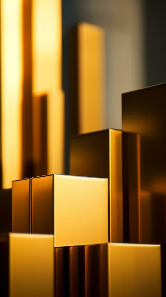 3d rendering of golden cubes on a black background generative ai photo