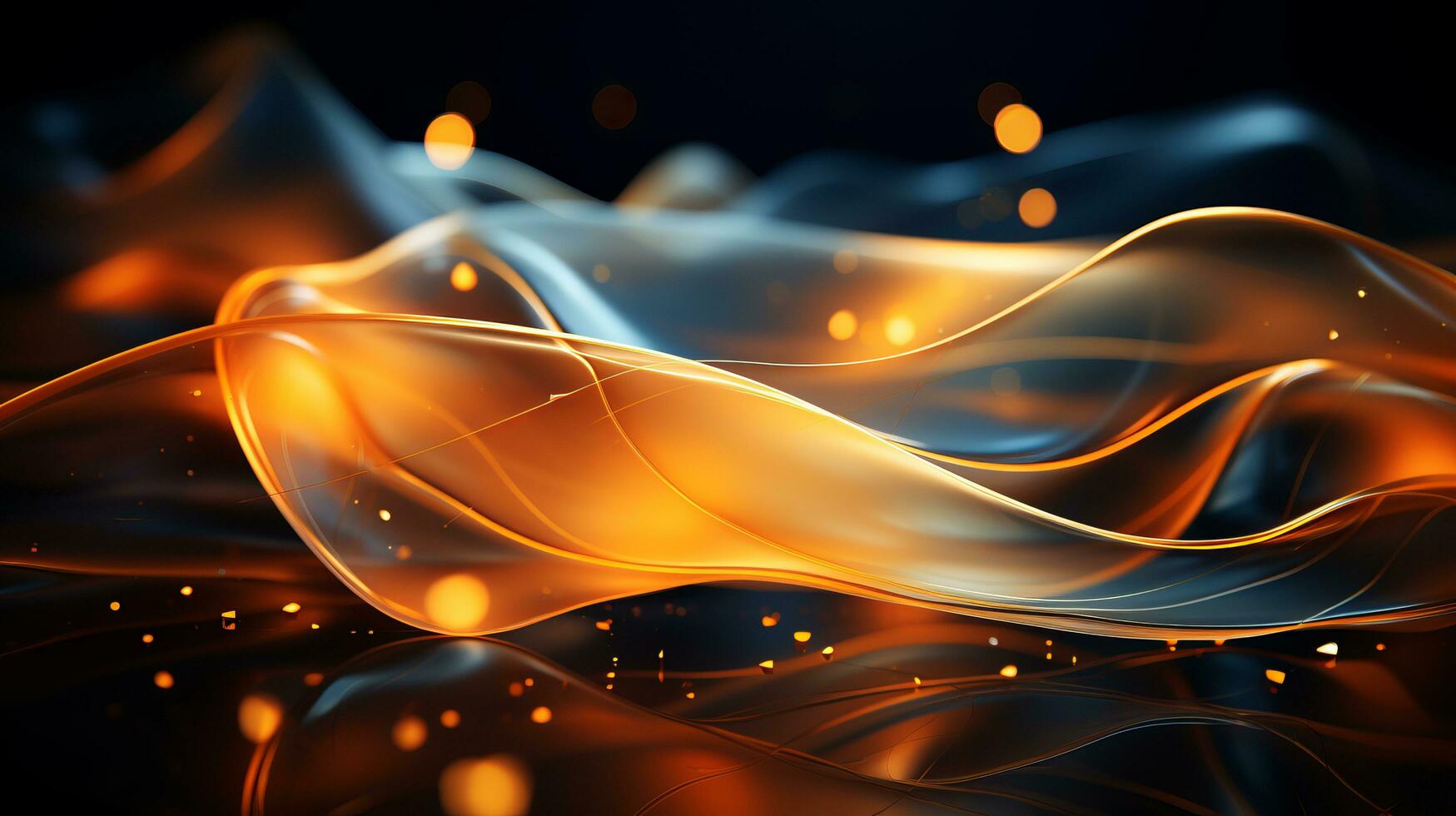3d rendering of orange and black waves on a black background generative ai photo