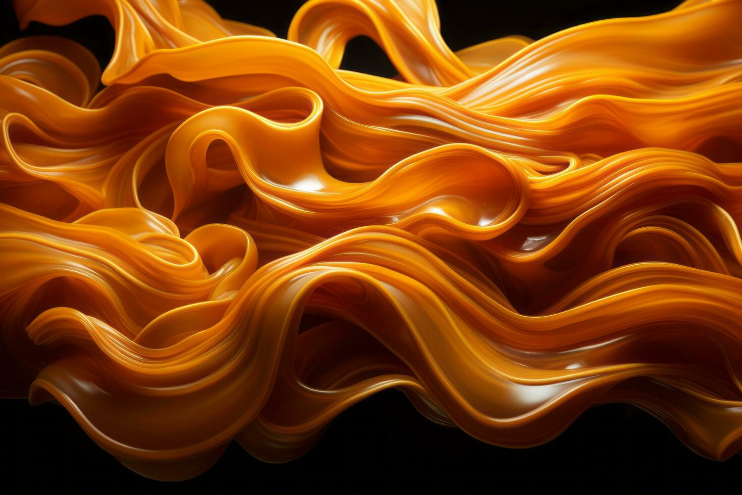 3d rendering of orange swirls on a black background generative ai photo