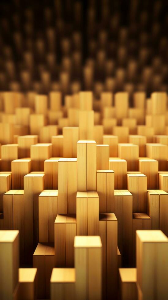 3d rendering of wooden cubes on a black background generative ai photo