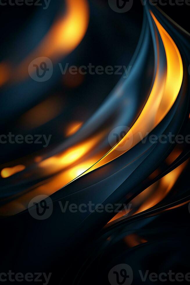 a black and orange abstract background with waves generative ai photo