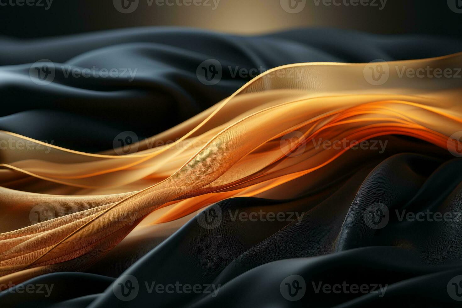 a black and orange silk fabric with a wave in the middle generative ai photo