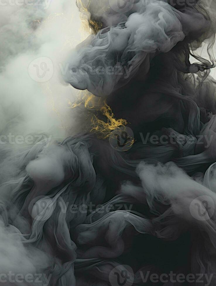 a black and yellow cloud with smoke coming out of it generative ai photo