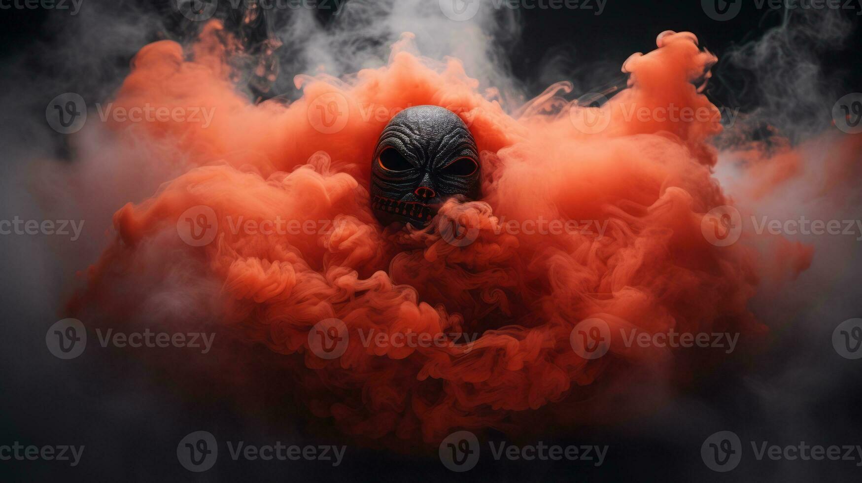 a black mask with red smoke coming out of it generative ai photo