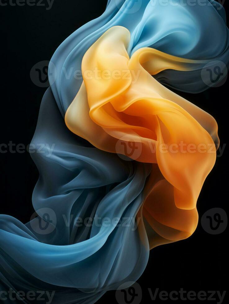 a blue and orange colored fabric on a black background generative ai photo