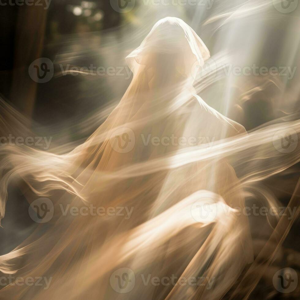 a blurry image of a person wearing a veil generative ai photo