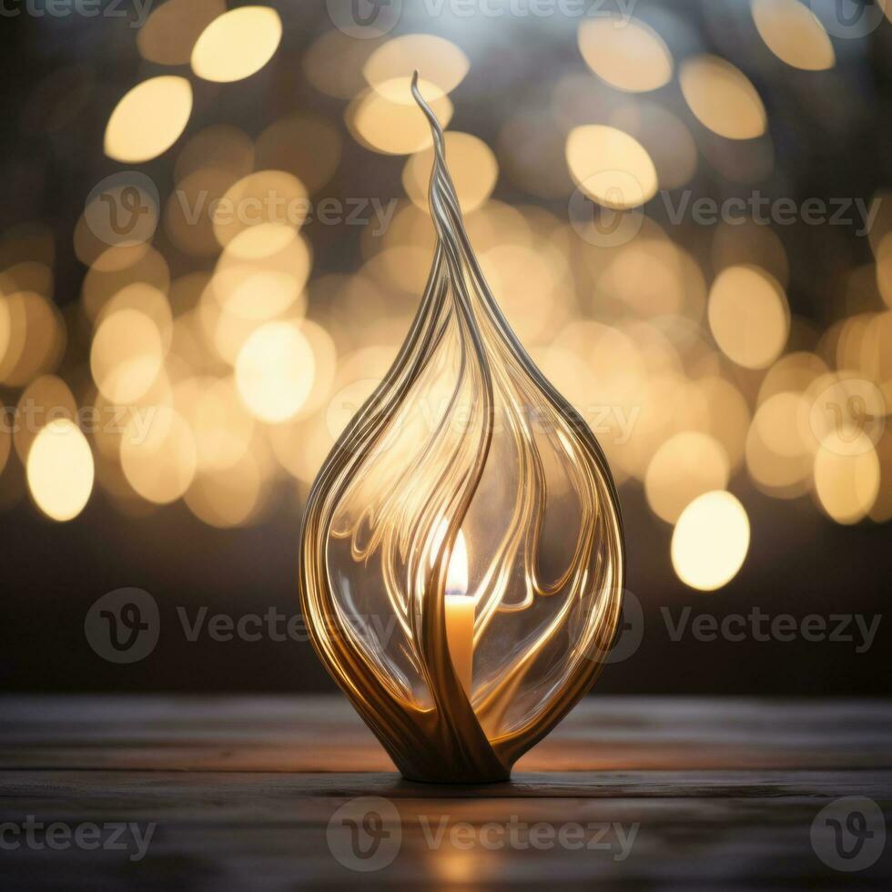 a candle is lit in front of a blurred background generative ai photo