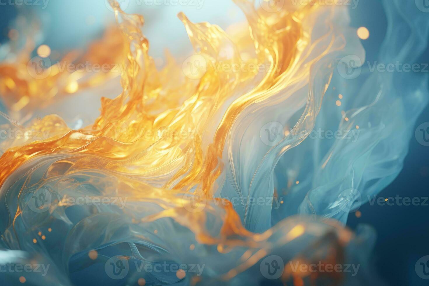 a close up image of a fire and water on a blue background generative ai photo