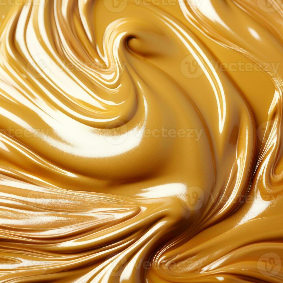 a close up image of a swirl of caramel sauce generative ai photo