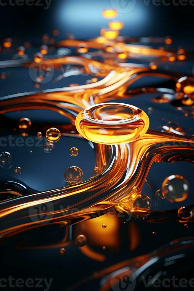 a close up image of oil and water on a black background generative ai photo